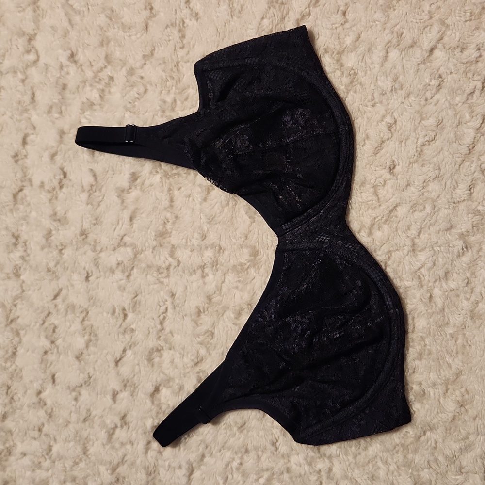 Victoria's Secret Body By Victoria Unlined Demi Bra 36DD Navy Lace